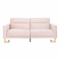 Safavieh Tribeca Blush Pink & Brass Foldable Futon Sofa Bed LVS2001J